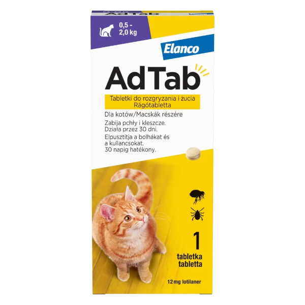 AdTab 12mg rágótabletta macskák részére (0,5-2 kg)
